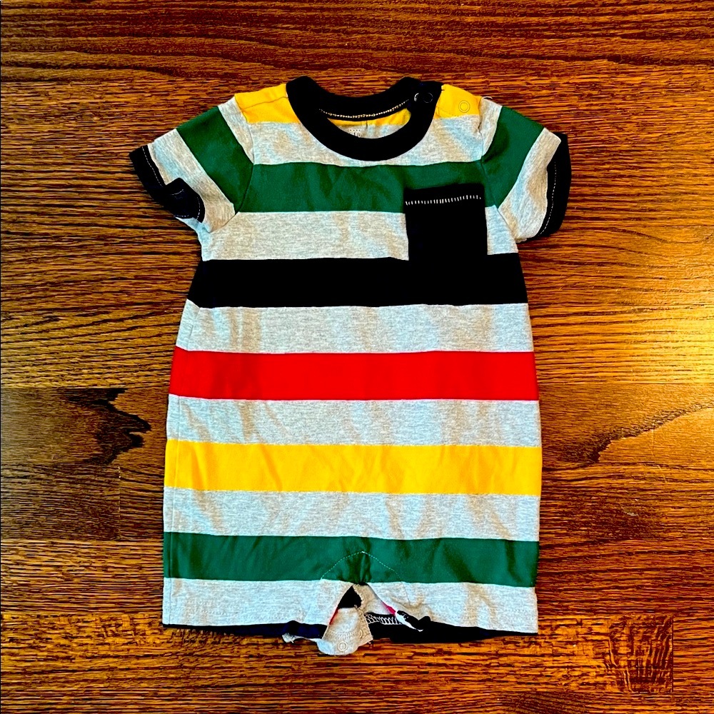 GAP Multicolor Striped Bodysuit - Green, Yellow, Red, Navy, Gray